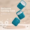 BONGEEK for AirPod Case 2nd 1st Generation Case Cover, Flower Engraved Full Protective Case Soft Silicone Pattern LED Visible,Verdant Blue - 2 of 4