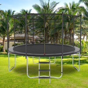 YONWAY 8FT 10FT Outdoor Trampoline, with Safety Enclosure Net,  with Heavy Duty Jumping Mat and Spring Cover Padding for Kids and Adults - 1 of 4