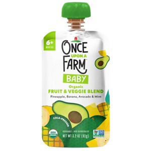 Once Upon a Farm Pineapple, Banana & Avocado with Mint Organic Baby Food Pouch - 3.2oz - 1 of 4