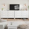 Dresser，Modern Wide Drawer Dresser with Storage, Wooden Closet Dressers Chest of Drawers Freestanding for Bedroom, Nursery, Living Room, White - 3 of 4