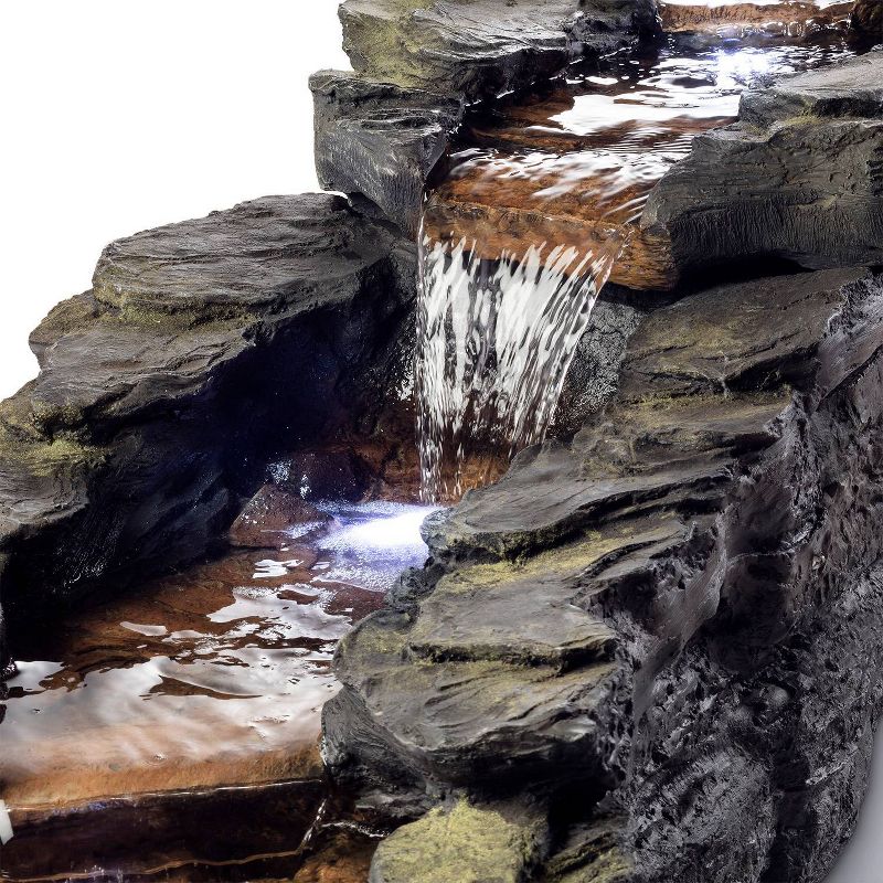 Tiered Rocky River Stream Fountain With White LED Lights - Alpine Corporation, 6 of 7