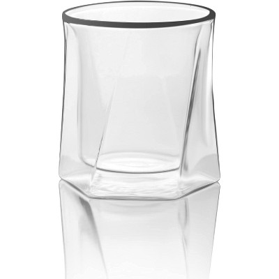 LEMONSODA Double Wall Hexagon Lead-Free Crystal Whiskey Glasses Set of 4