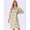INSPIRE CHIC Womens Nightgown Floral Long Sleeve Pleated Raglan Sleeve Elastic Cuff Midi with Pocket Sleepwear Nightdress - 2 of 4