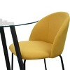 Hana + Nano 5-Piece Round Clear Glass Dining Table Set with 4 Upholstered Chairs Black Legs - Maison Boucle - 4 of 4