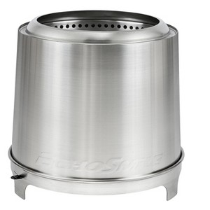 EchoSmile 5.9 in. Brushed Silver Stainless Steel Wood Outdoor Portable Tabletop Fire Pit - 1 of 4