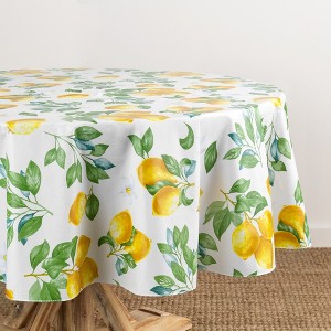 Elrene Vintage Lemon and Citrus Blooms Printed Vinyl Indoor/Outdoor Tablecloth - Elrene Home Fashions - 1 of 4