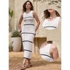 INSPIRE CHIC Women's Crochet Cover Ups Striped Hollow Out Swimsuit Sleeveless Coverup Beach Dress - 2 of 4
