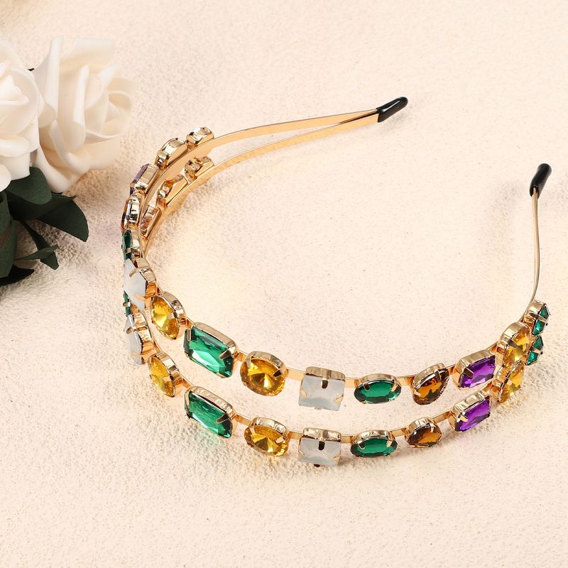 Unique Bargains Women's Double Layer Metal Colorful Rhinestone Faux Crystal headband 5.51"x1.65" 1 Pc, 5 of 7