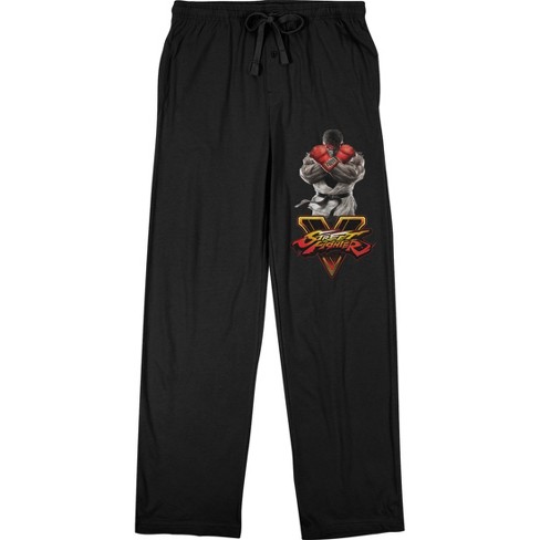 Street Fighter 5 Ryu Logo Men s Black Sleep Pajama Pants Target