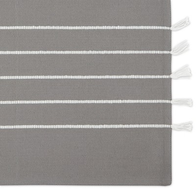 Gray and White Striped Cotton Tassel Placemats Set of 4