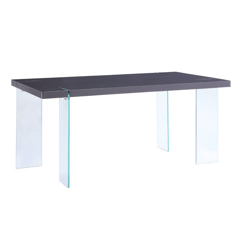 66&#34; Noland Dining Table Gray High Gloss/Clear Glass - Acme Furniture, 4 of 7