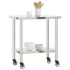 vidaXL Kitchen Work Table with Wheels 32.5"x21.7"x33.5" Stainless Steel - 4 of 4