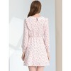 INSPIRE CHIC Women's Floral Ruffle Trim Doll Collar Smocked Waist A-line Dress - 4 of 4