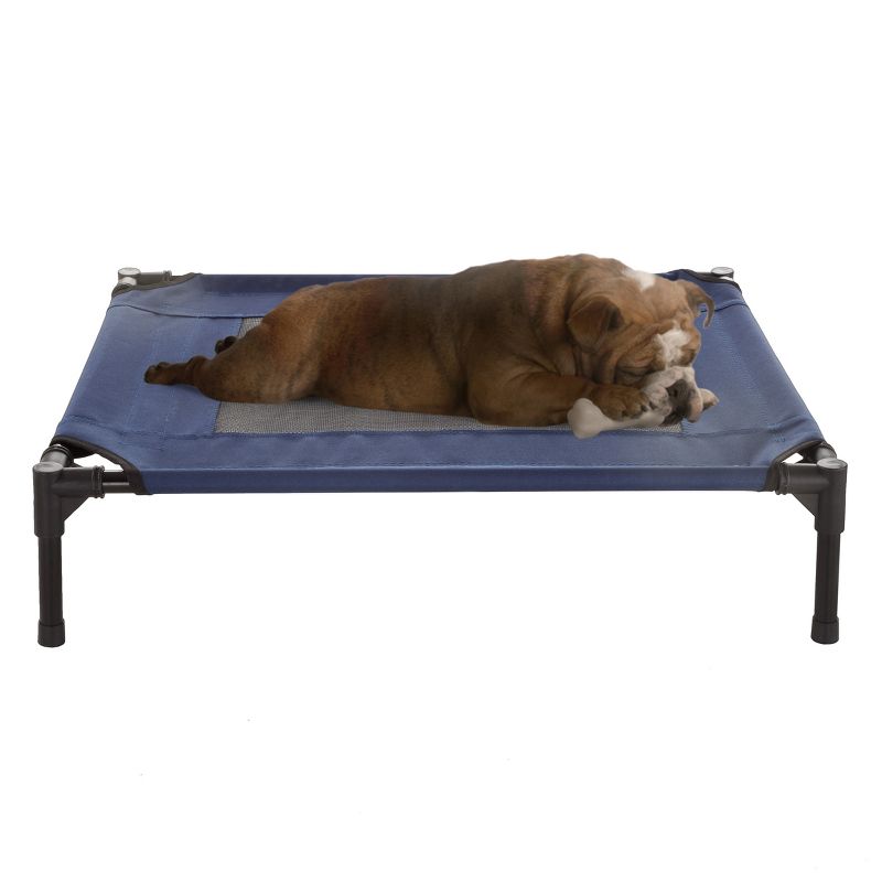 Elevated Dog Bed - 30x24-Inch Portable Pet Bed with Non-Slip Feet - Indoor/Outdoor Dog Cot or Puppy Bed for Pets up to 50lbs by PETMAKER (Blue), 1 of 9