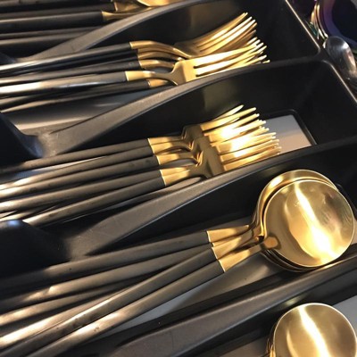 5pc Stainless Steel Silverware Set Black/gold - Opalhouse™ Designed With  Jungalow™ : Target