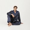 Anna-Kaci Men's 2-Piece Set Satin Pajamas with Geometric Print Contrast Collar and Button-Up Top - 4 of 4