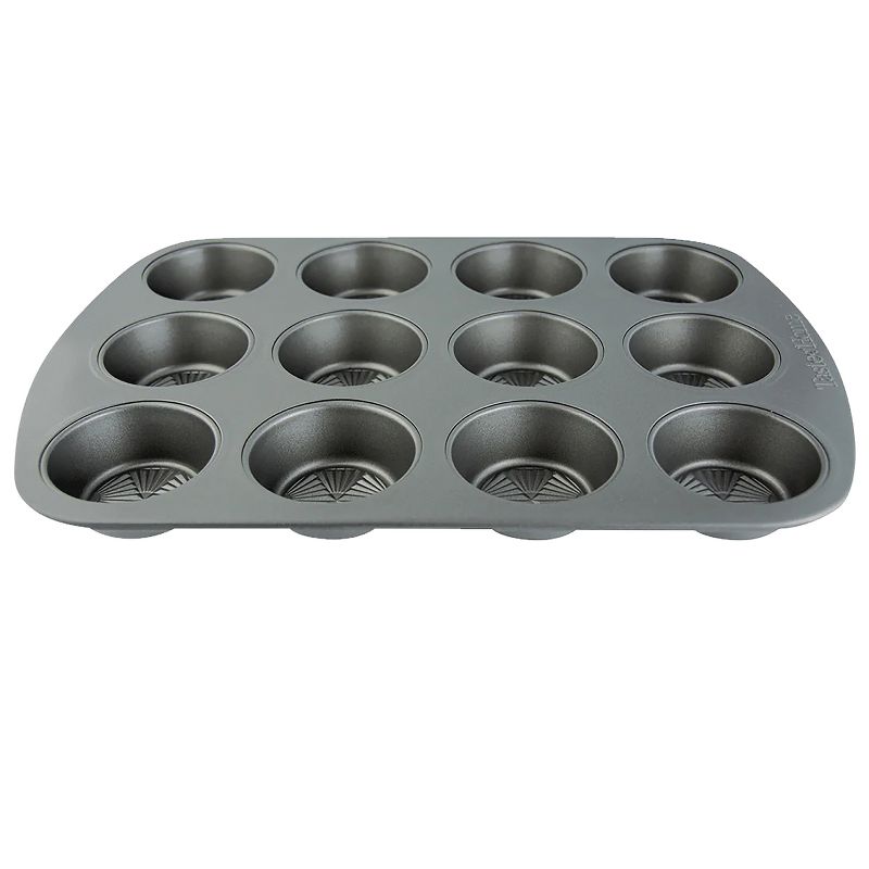 Taste of Home® 12-Cup Non-Stick Metal Muffin Pan, Set of 2, Ash Gray, 3 of 10