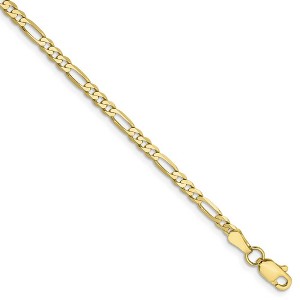 Black Bow Jewelry 2.75mm 10k Yellow Gold Flat Figaro Chain Bracelet - 1 of 4