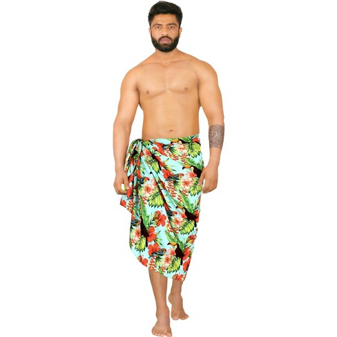 HAPPY BAY Men's Beach Holidays Cover Up Summer Long Sarong Wrap Beachwear Vacation Cover-Up Lava Lava for Men One Size Green, Floral - image 1 of 3