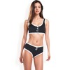 Anna-Kaci Swim Women's Sporty Contrast Trim Bikini Set with Button Detail and High-Waisted Bottoms - 4 of 4