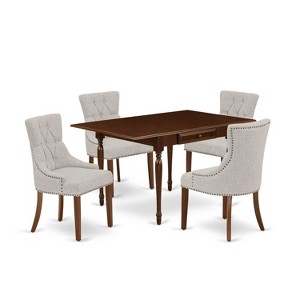 HomeStock 5-Pc Mahogany Finish Solid Wood Top - Rectangular Dining Room Set with Dropleaf - Seats 4 - 1 of 4