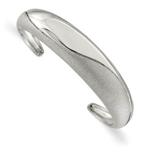 Black Bow Jewelry 15mm Stainless Steel Polished & Laser Cut Domed Cuff Bracelet, 6.75 In - 1 of 2