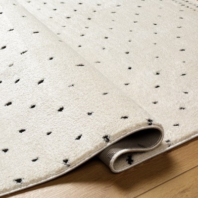 Monisha Ivory and Black High Pile Woven Area Rug