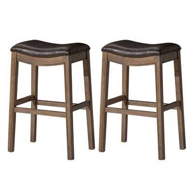 Maven Lane Adrien Backless Saddle Kitchen Stool, Set of 2