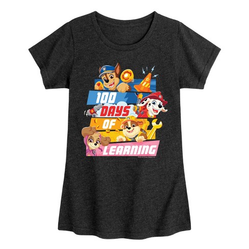 Girls' - Paw Patrol - 100 Days Of Learning Fitted Short Sleeve Graphic T-Shirt - image 1 of 4