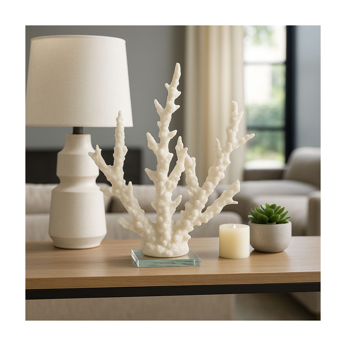 Coastal Coral Figurine Decor - Realistic Resin Sculpture - Ocean-Inspired Accent for Home, Office, Bedroom, Living Room