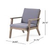 FIONECA 4-Seater Outdoor Acacia Wood Chat Set ¨C Loveseat, 2 Club Chairs & Coffee Table, Gray Finish + Dark Grey Cushions - 3 of 4