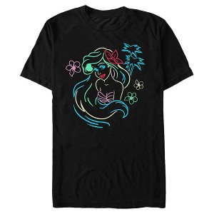 Men's The Little Mermaid Ariel Neon Light Print T-Shirt - 1 of 4