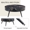 FURNIinspire Coffee Tables Marble-Patterned MDF Round Coffee Table With Black Metal Legs, Adjustable Feet, Round Table Design, Black, 32"*32"*14" - 4 of 4