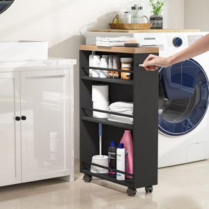 Sapphtopaz 4-Tier Kitchen Rolling Cart with Wheels & Handle Narrow Storage Cart with Shelves, Slide Out Shelf for Kitchen, Dining Room - 1 of 4