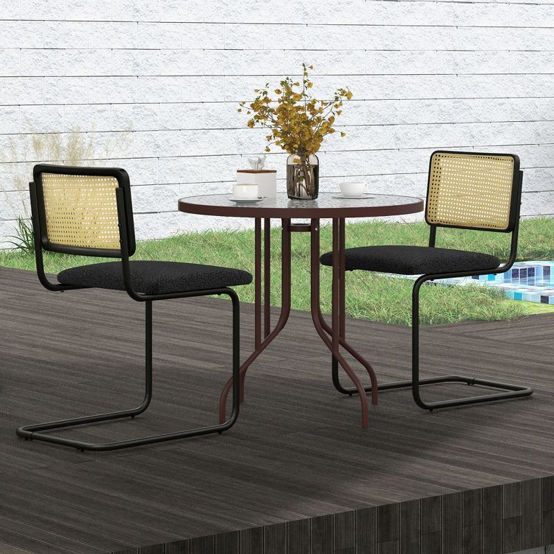 Costway Dining Chairs Set Rattan Upholstered Dining Chairs with Cane Back&Metal Base, 5 of 13