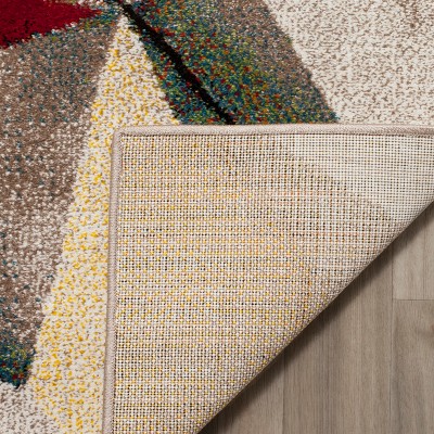 Light Grey and Orange Geometric Floral 9' x 12' Synthetic Area Rug