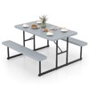 Costway Picnic Table Bench Set for 2-4 People Outdoor Rectangular Camping Dining Table Black/Gray/Green/White - 2 of 4