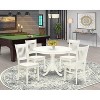 HomeStock 5-Piece Linen White Finish Solid Wood Top Dining table with 4 Chairs with Slat Back - 2 of 4