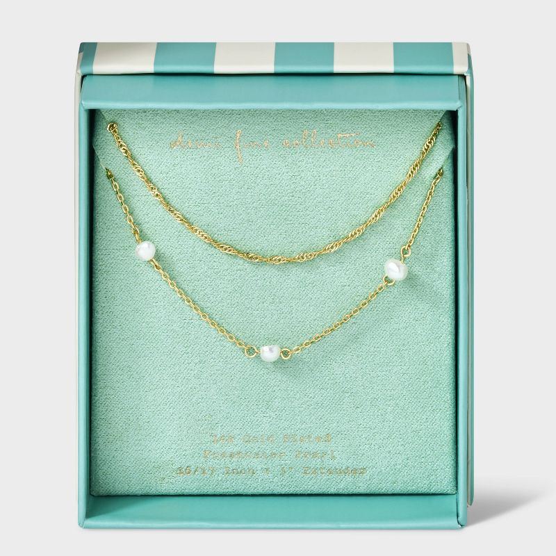 14K Gold Plated Freshwater Pearl Chain Duo Necklace - A New Day&#8482; Gold, 1 of 6