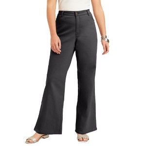 June + Vie by Roaman's Women's Plus Size Curvie Fit Wide-Leg Jeans - 1 of 4