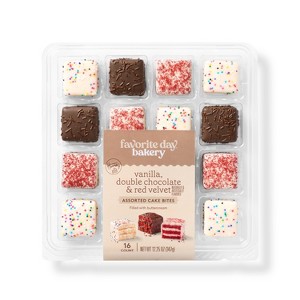 Cake Bites Vanilla, Double Chocolate, Red Velvet Assortment - 12.25oz/16ct - Favorite Day™ - 1 of 3