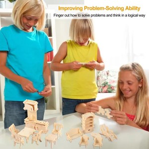 3D Wooden Dollhouse Furniture Puzzles DIY Miniature Furniture Models Set - 1 of 4