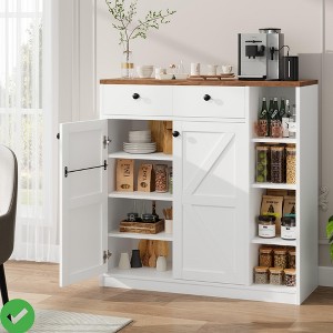 4-Tier Shoe Storage Cabinet w/Doors & Drawers 42'' Tall Modern Shoe Cabinet w/ 3 Adjustable Shelves & Stable Base - 1 of 4