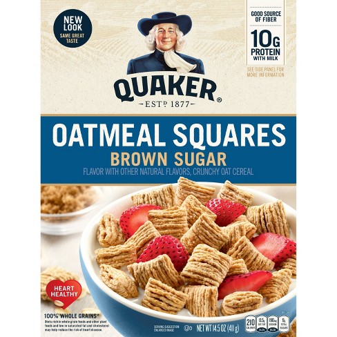 Oatmeal Squares Brown Sugar Breakfast Cereal 14 5oz Quaker