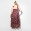 Women's Tiered Maxi A-Line Dress - Wild Fable™ Plum Purple Floral - 3 of 3