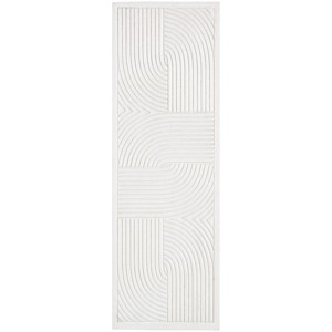 Wooden Geometric Handmade Carved Panel Wall Decor with Looped Sand Art Design - CosmoLiving by Cosmopolitan - 1 of 4