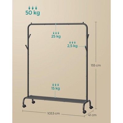 Black Heavy-Duty Steel Portable Clothes Rack with Wheels