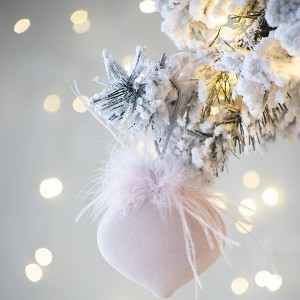 NAYSAYE Party Decoration and Accessories Glass Christmas Ball Ornaments Set of 6 for Christmas Tree Decorations, Pink, 3.9"*3.9"*0.09" - 1 of 4
