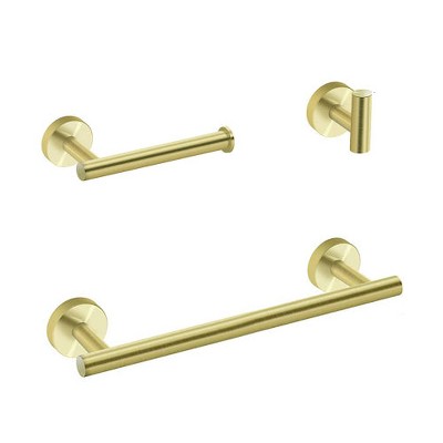 LunaLulinlk 3-Pieces Bathroom Hardware Accessories Set - Towel Bar, Toilet Paper Holder, Robe Towel Hooks