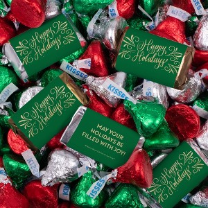 128 Pcs Christmas Candy Chocolate Party Favors Hershey's Miniatures & Kisses (1.58 lbs, Approx. 128 Pcs) - Happy Holidays - 1 of 4